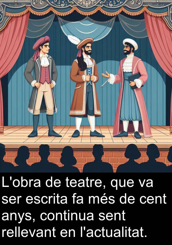 rellevant: L'obra de teatre, que va ser escrita fa més de cent anys, continua sent rellevant en l'actualitat.