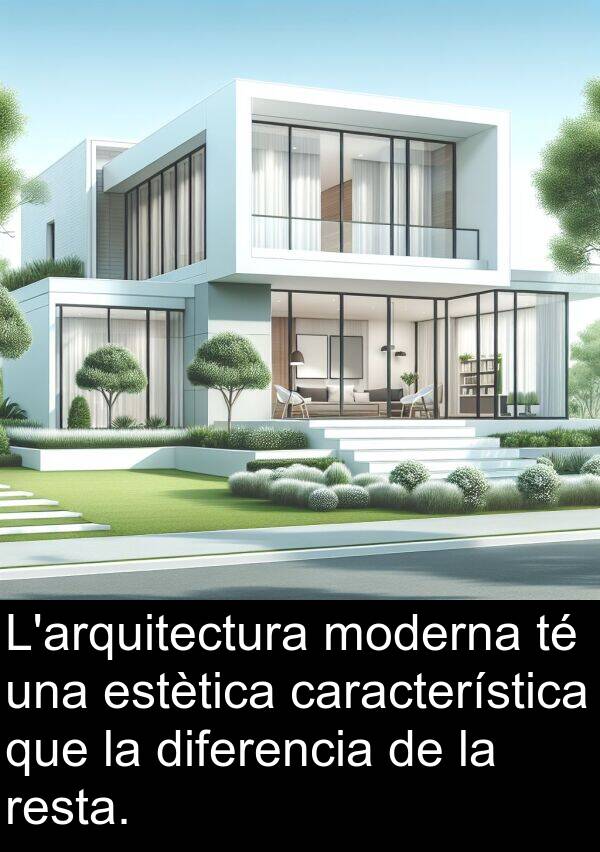 característica: L'arquitectura moderna té una estètica característica que la diferencia de la resta.