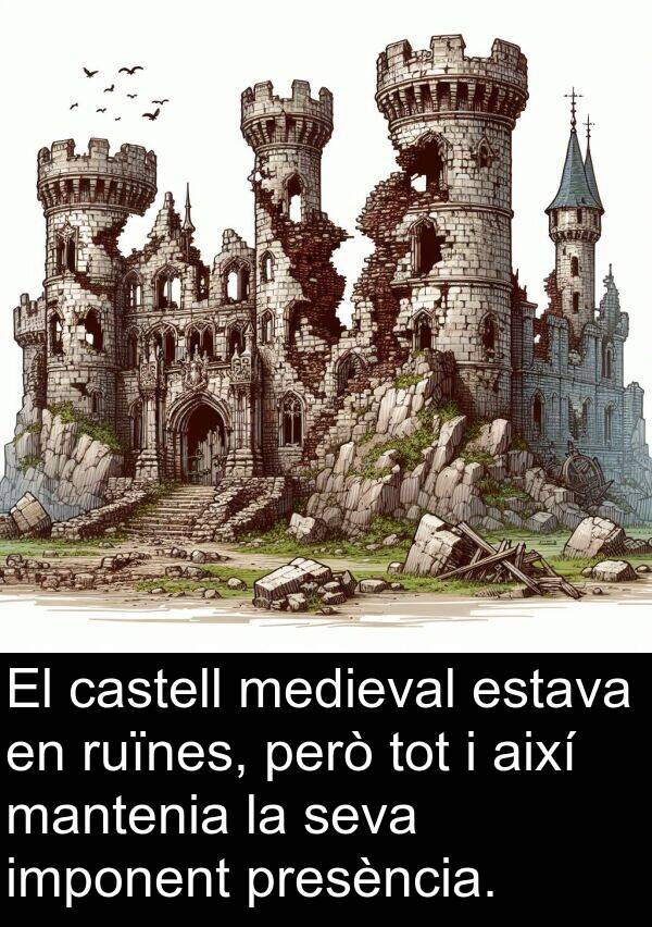 castell: El castell medieval estava en ruïnes, però tot i així mantenia la seva imponent presència.