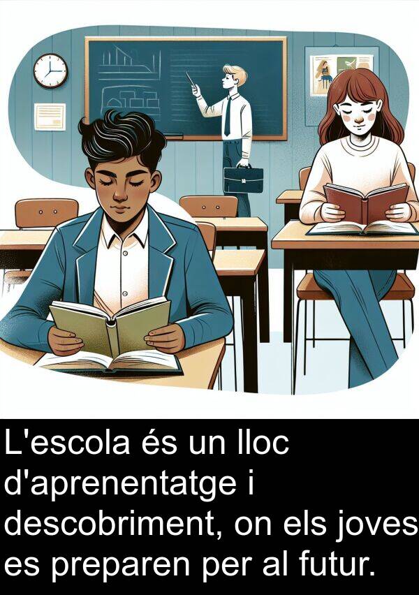 joves: L'escola és un lloc d'aprenentatge i descobriment, on els joves es preparen per al futur.