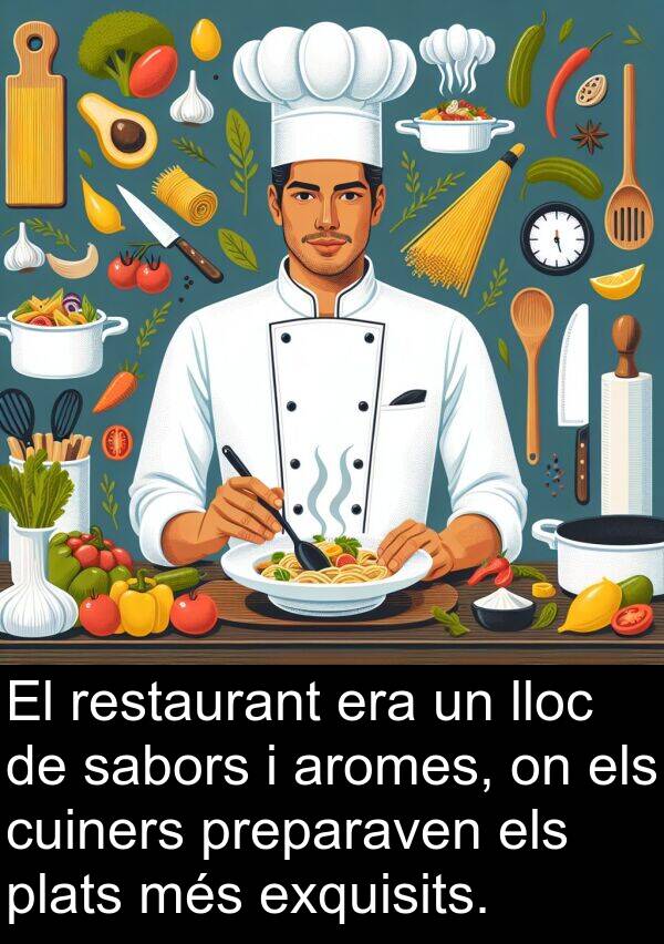 sabors: El restaurant era un lloc de sabors i aromes, on els cuiners preparaven els plats més exquisits.