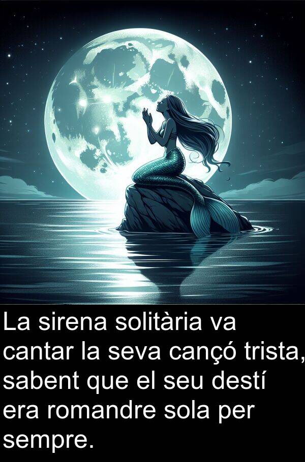 cantar: La sirena solitària va cantar la seva cançó trista, sabent que el seu destí era romandre sola per sempre.