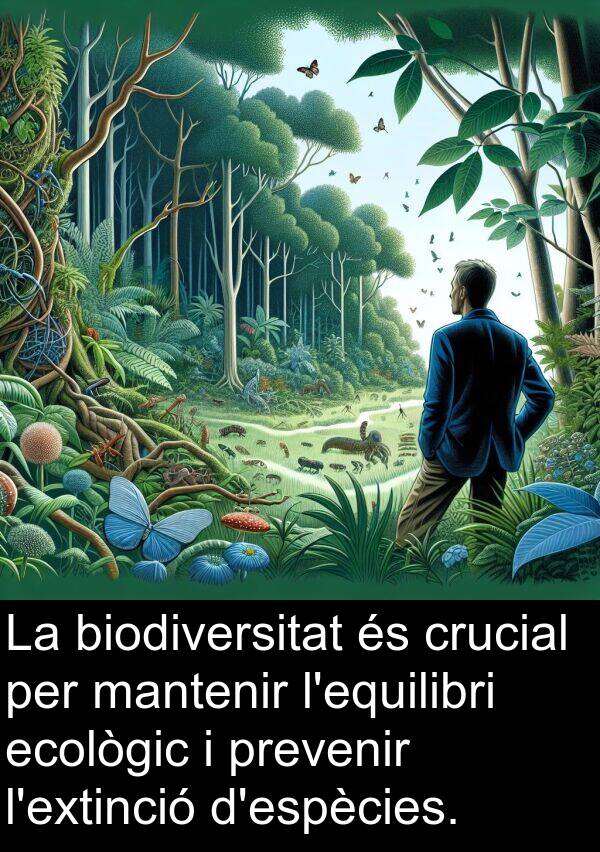 biodiversitat: La biodiversitat és crucial per mantenir l'equilibri ecològic i prevenir l'extinció d'espècies.