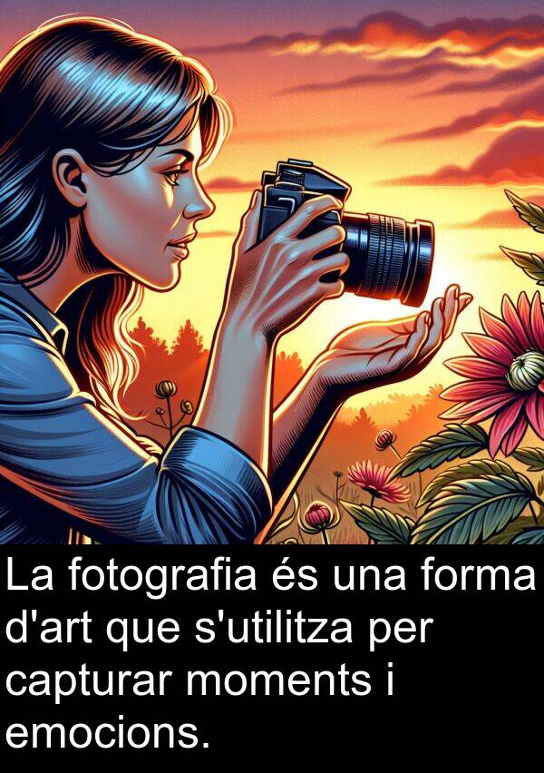 capturar: La fotografia és una forma d'art que s'utilitza per capturar moments i emocions.