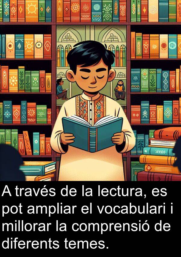 lectura: A través de la lectura, es pot ampliar el vocabulari i millorar la comprensió de diferents temes.