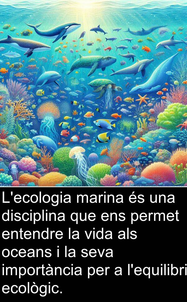 permet: L'ecologia marina és una disciplina que ens permet entendre la vida als oceans i la seva importància per a l'equilibri ecològic.