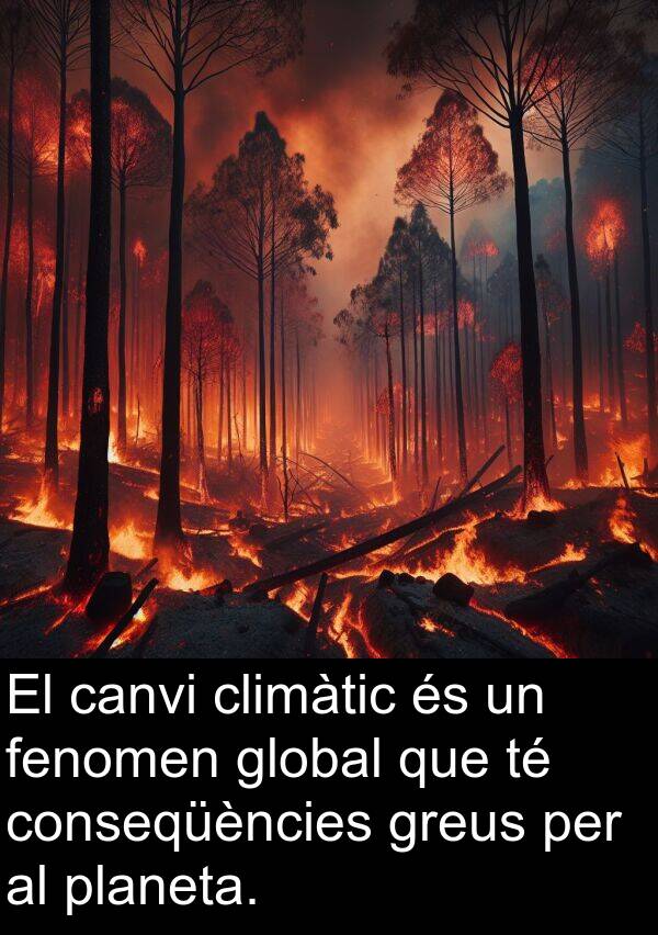 canvi: El canvi climàtic és un fenomen global que té conseqüències greus per al planeta.