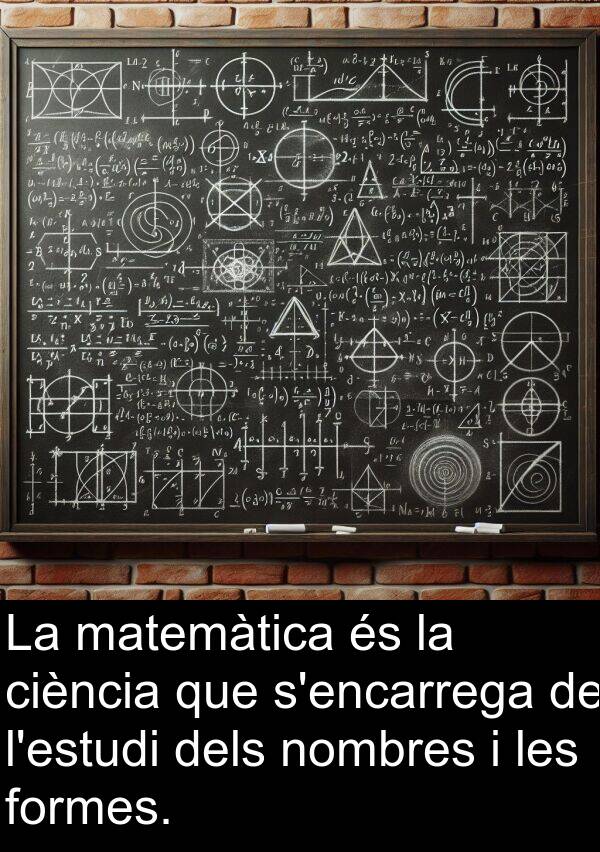 nombres: La matemàtica és la ciència que s'encarrega de l'estudi dels nombres i les formes.