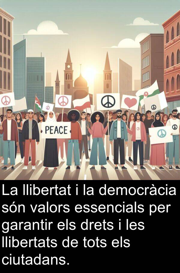 llibertats: La llibertat i la democràcia són valors essencials per garantir els drets i les llibertats de tots els ciutadans.