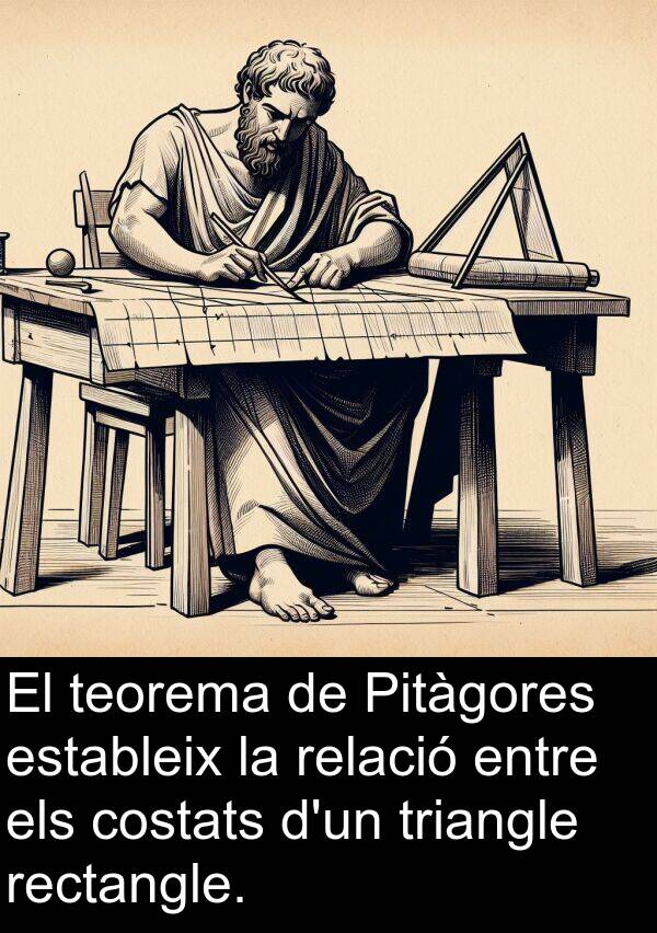 rectangle: El teorema de Pitàgores estableix la relació entre els costats d'un triangle rectangle.