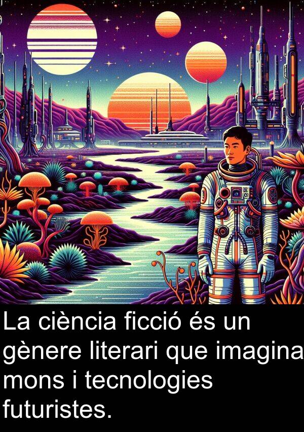 literari: La ciència ficció és un gènere literari que imagina mons i tecnologies futuristes.