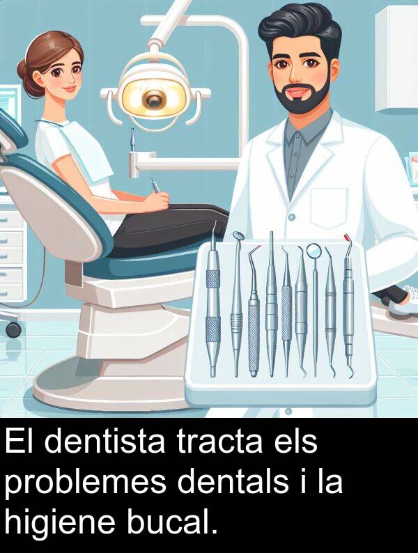 dentista: El dentista tracta els problemes dentals i la higiene bucal.