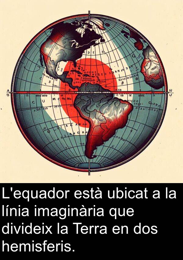 línia: L'equador està ubicat a la línia imaginària que divideix la Terra en dos hemisferis.