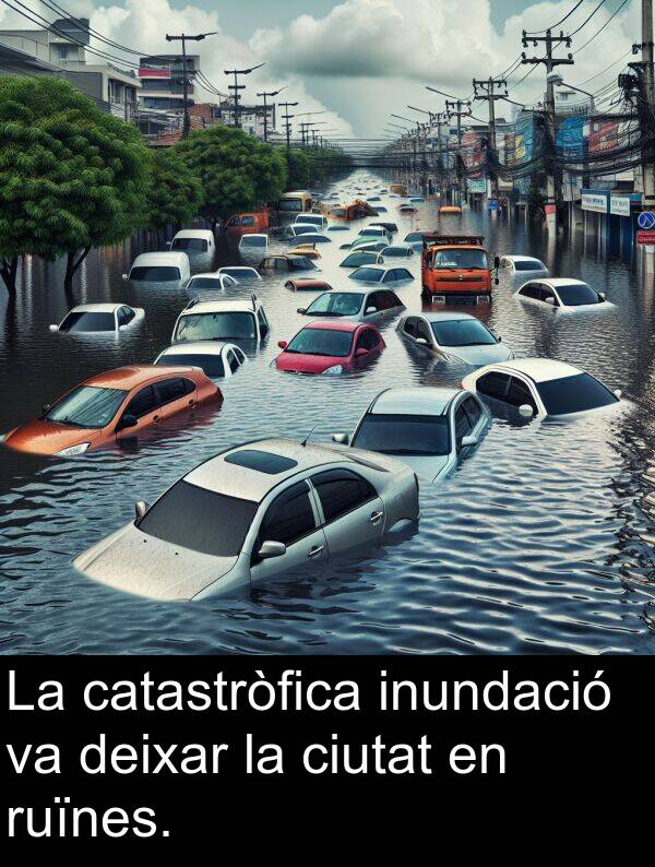 catastròfica: La catastròfica inundació va deixar la ciutat en ruïnes.