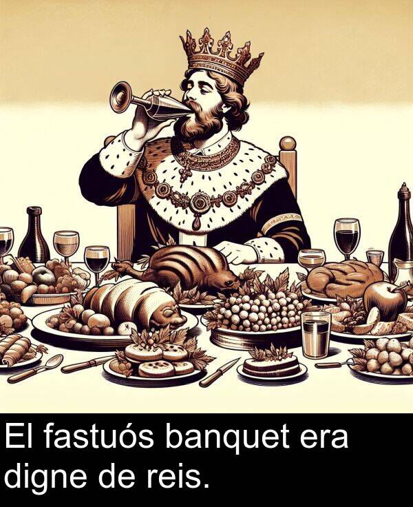 banquet: El fastuós banquet era digne de reis.