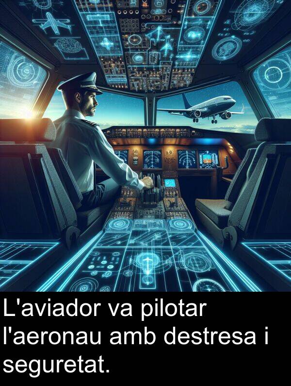 destresa: L'aviador va pilotar l'aeronau amb destresa i seguretat.