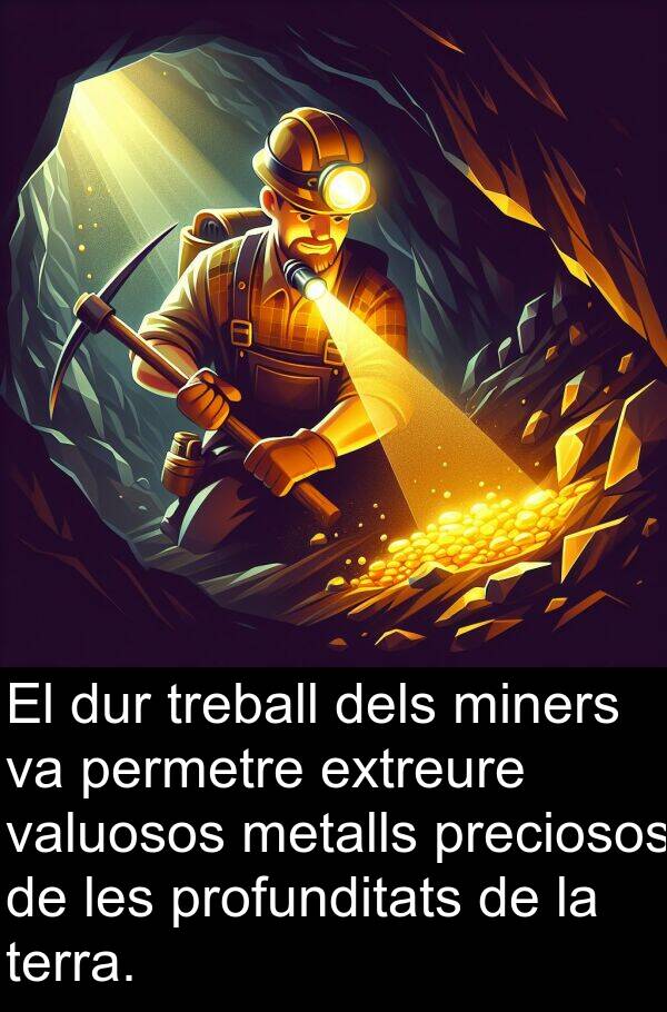 permetre: El dur treball dels miners va permetre extreure valuosos metalls preciosos de les profunditats de la terra.