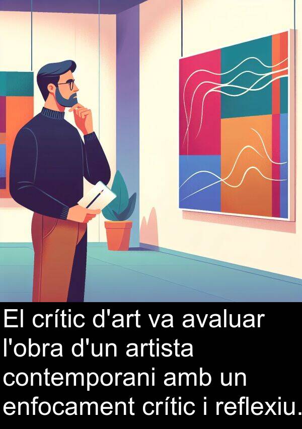 enfocament: El crític d'art va avaluar l'obra d'un artista contemporani amb un enfocament crític i reflexiu.