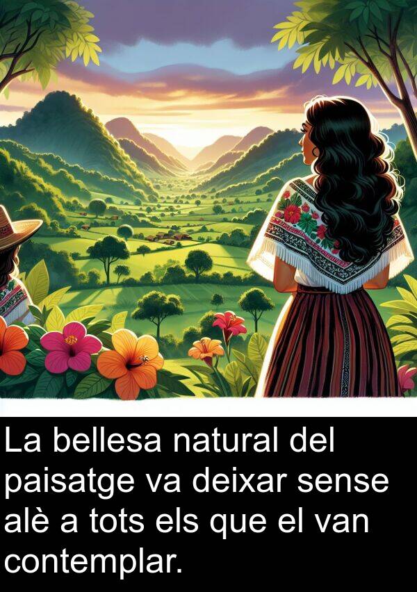 deixar: La bellesa natural del paisatge va deixar sense alè a tots els que el van contemplar.