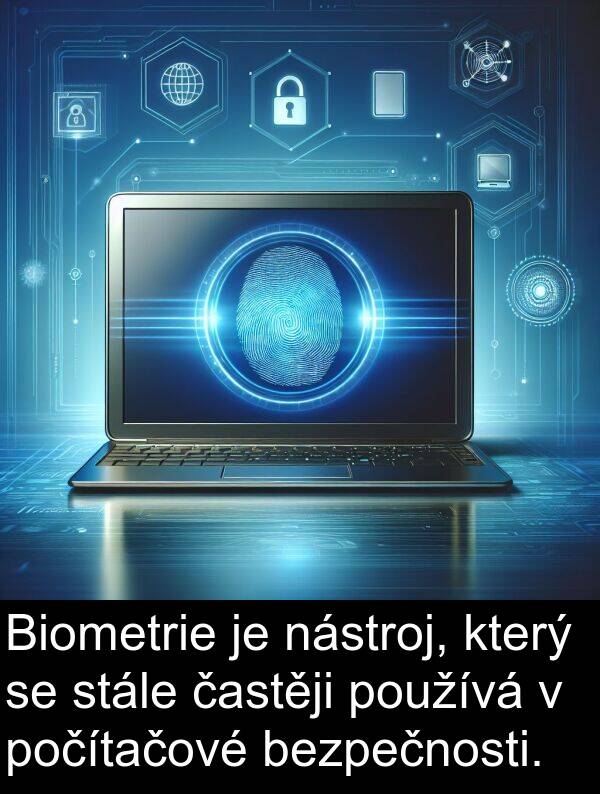 častěji: Biometrie je nástroj, který se stále častěji používá v počítačové bezpečnosti.