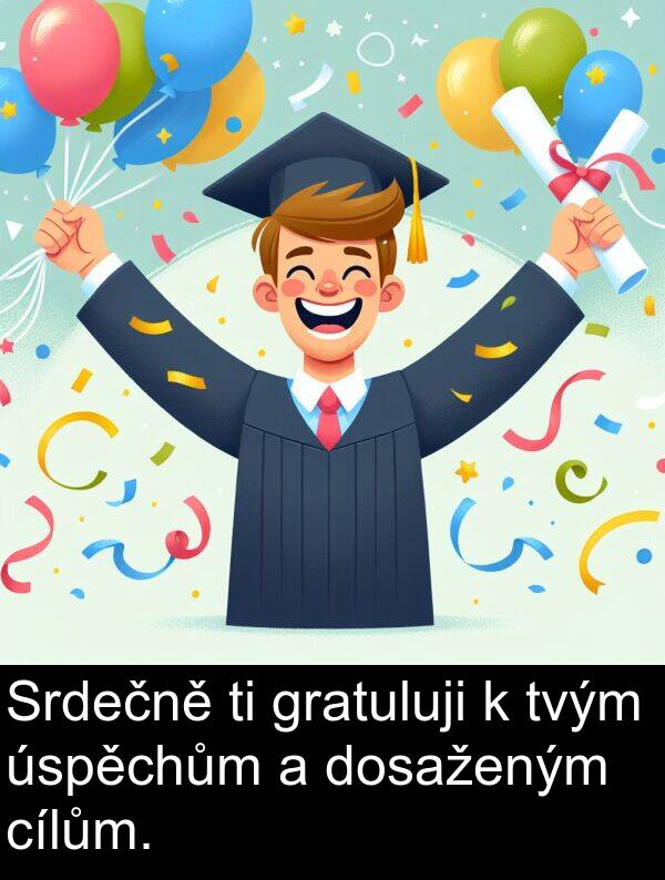 úspěchům: Srdečně ti gratuluji k tvým úspěchům a dosaženým cílům.