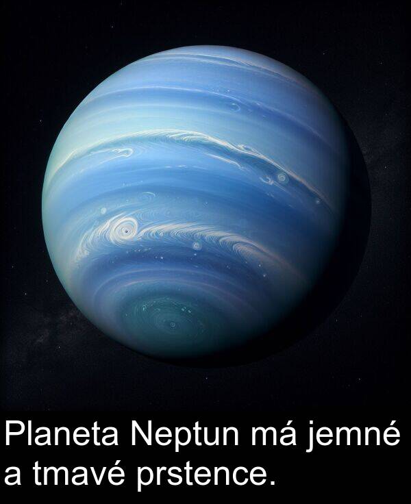 jemné: Planeta Neptun má jemné a tmavé prstence.