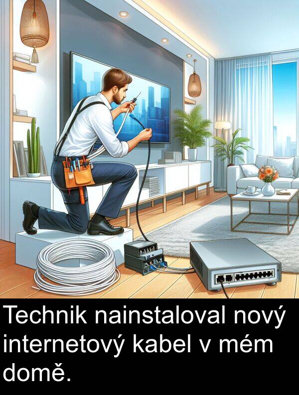 mém: Technik nainstaloval nový internetový kabel v mém domě.