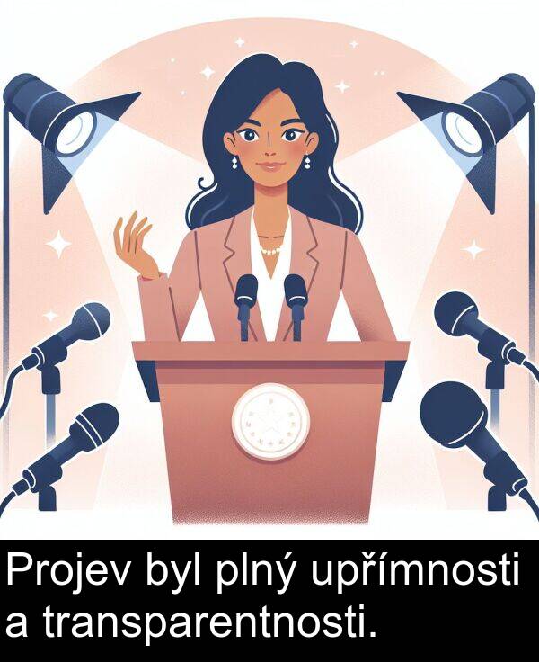 transparentnosti: Projev byl plný upřímnosti a transparentnosti.