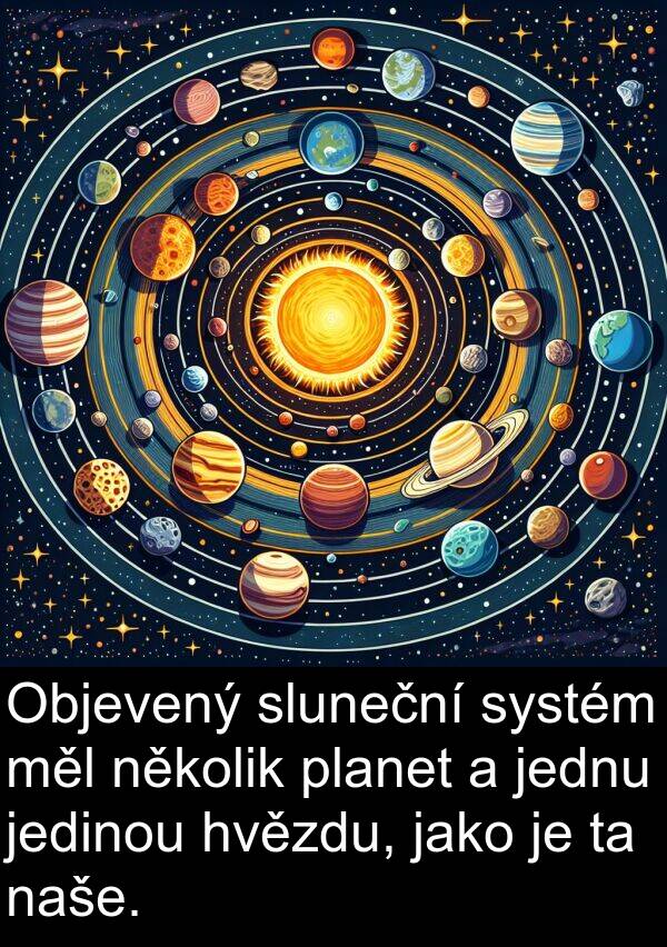 měl: Objevený sluneční systém měl několik planet a jednu jedinou hvězdu, jako je ta naše.