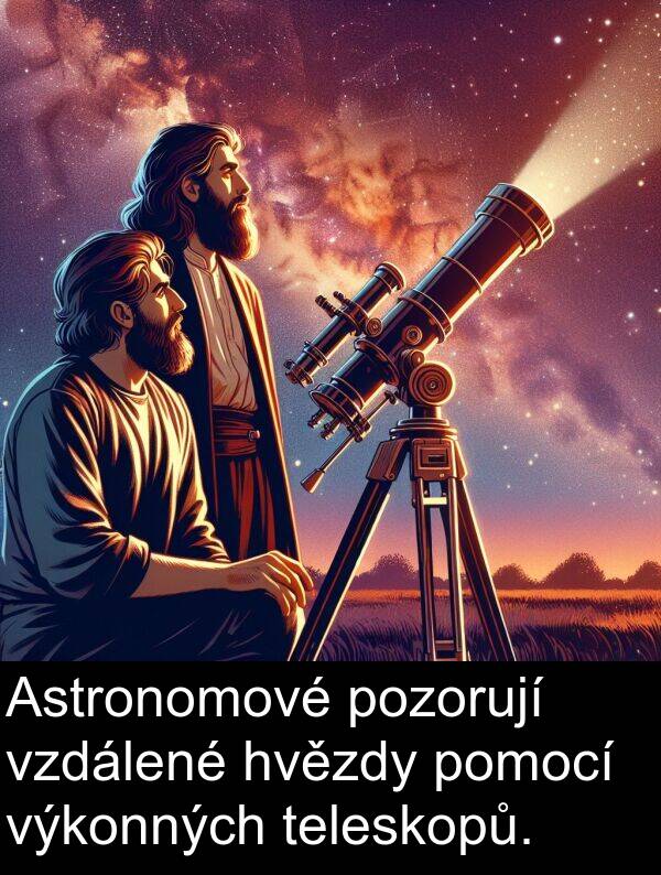 teleskopů: Astronomové pozorují vzdálené hvězdy pomocí výkonných teleskopů.