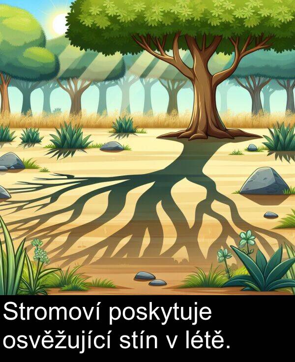 létě: Stromoví poskytuje osvěžující stín v létě.