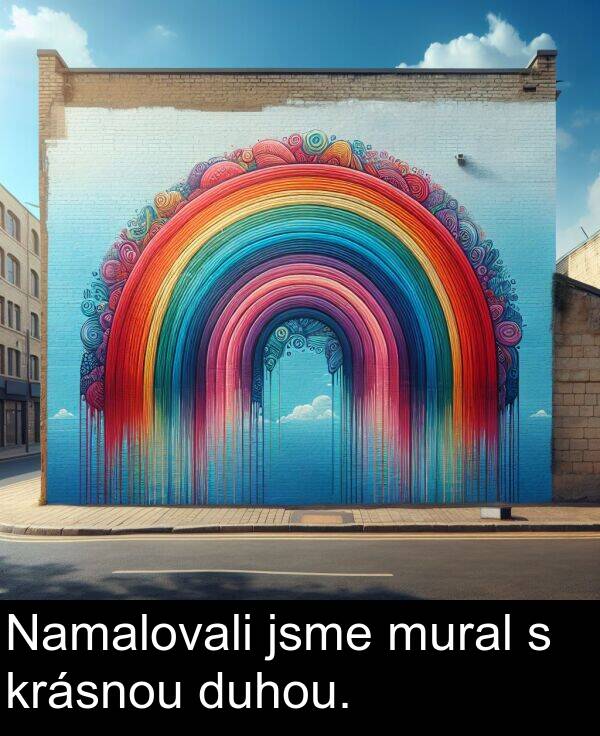 duhou: Namalovali jsme mural s krásnou duhou.