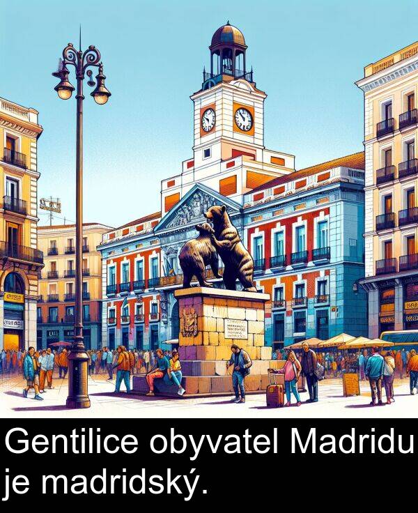 obyvatel: Gentilice obyvatel Madridu je madridský.