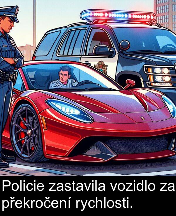 překročení: Policie zastavila vozidlo za překročení rychlosti.