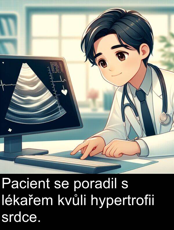 lékařem: Pacient se poradil s lékařem kvůli hypertrofii srdce.