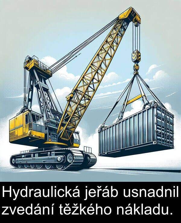 nákladu: Hydraulická jeřáb usnadnil zvedání těžkého nákladu.