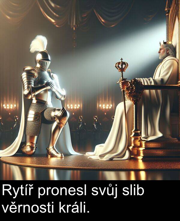 pronesl: Rytíř pronesl svůj slib věrnosti králi.