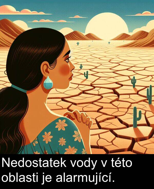 této: Nedostatek vody v této oblasti je alarmující.