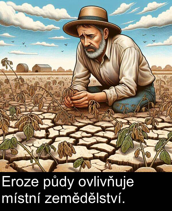 půdy: Eroze půdy ovlivňuje místní zemědělství.