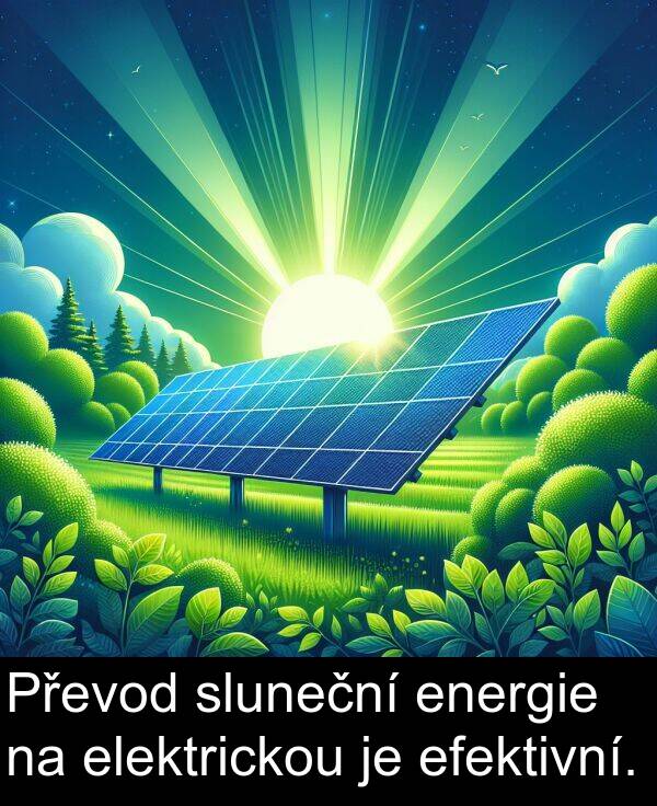 efektivní: Převod sluneční energie na elektrickou je efektivní.