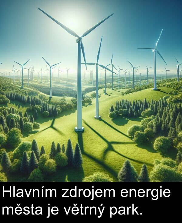 park: Hlavním zdrojem energie města je větrný park.