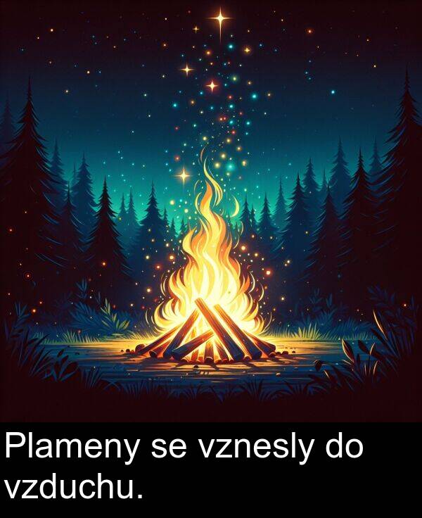 vzduchu: Plameny se vznesly do vzduchu.