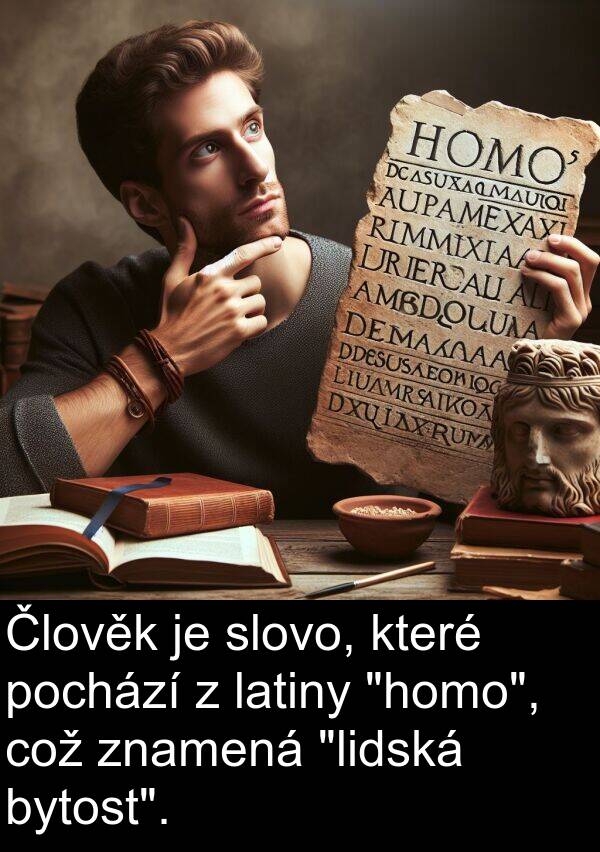 latiny: Člověk je slovo, které pochází z latiny "homo", což znamená "lidská bytost".