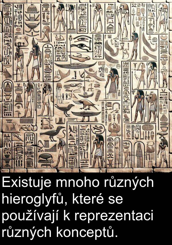 hieroglyfů: Existuje mnoho různých hieroglyfů, které se používají k reprezentaci různých konceptů.