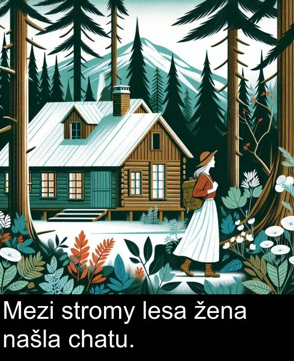 lesa: Mezi stromy lesa žena našla chatu.