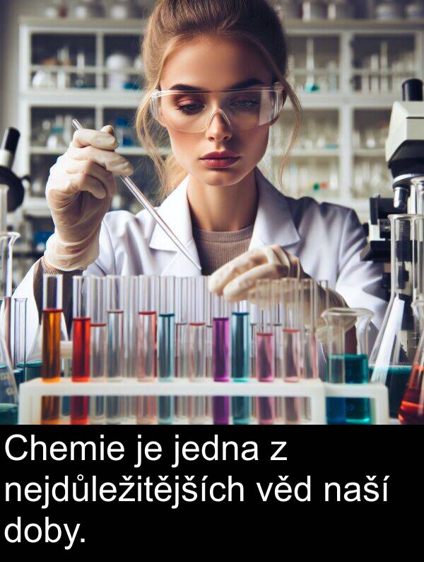 jedna: Chemie je jedna z nejdůležitějších věd naší doby.