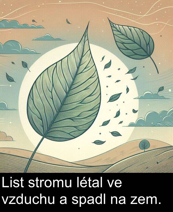 zem: List stromu létal ve vzduchu a spadl na zem.