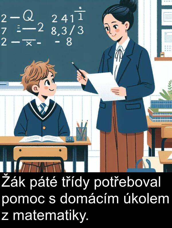 páté: Žák páté třídy potřeboval pomoc s domácím úkolem z matematiky.