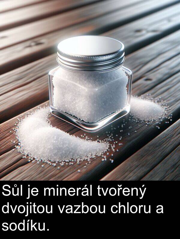 tvořený: Sůl je minerál tvořený dvojitou vazbou chloru a sodíku.