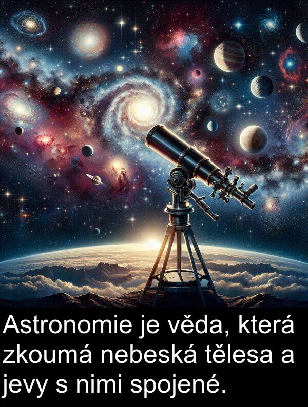 tělesa: Astronomie je věda, která zkoumá nebeská tělesa a jevy s nimi spojené.